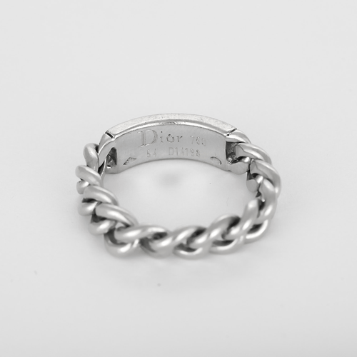 Bague 54 Dior - Bague souple gourmette or blanc et diamants 58 Facettes DV31405-1