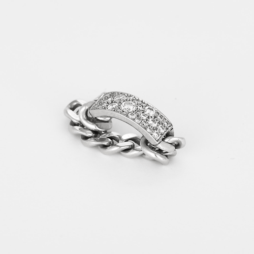 Bague 54 Dior - Bague souple gourmette or blanc et diamants 58 Facettes DV31405-1