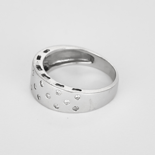 Bague 55 Bague bandeau en or gris et petits diamants 58 Facettes DV31598-1