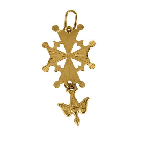 Pendentif Pendentif Croix Huguenote en or jaune 58 Facettes DV32130-2