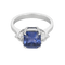 53 Élégante bague en or blanc, saphir de Ceylan non chauffé : 4,99 carat et diamants : 0,20 carat 58 Facettes DV32014-1