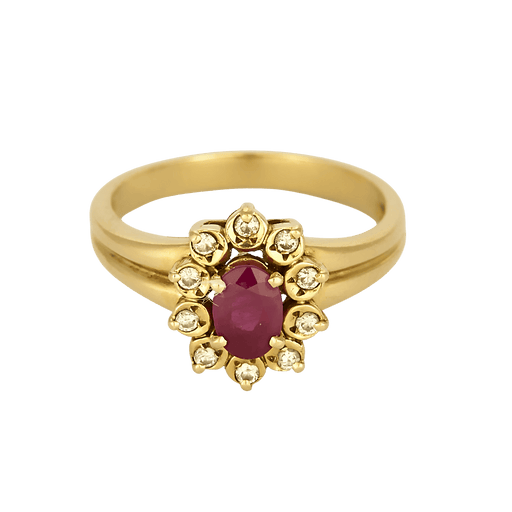 Bague 54 Bague marguerite en or jaune, rubis : 0,50 carat et diamants : 0,10 carat 58 Facettes DV32155-2