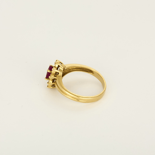 Bague 54 Bague marguerite en or jaune, rubis : 0,50 carat et diamants : 0,10 carat 58 Facettes DV32155-2