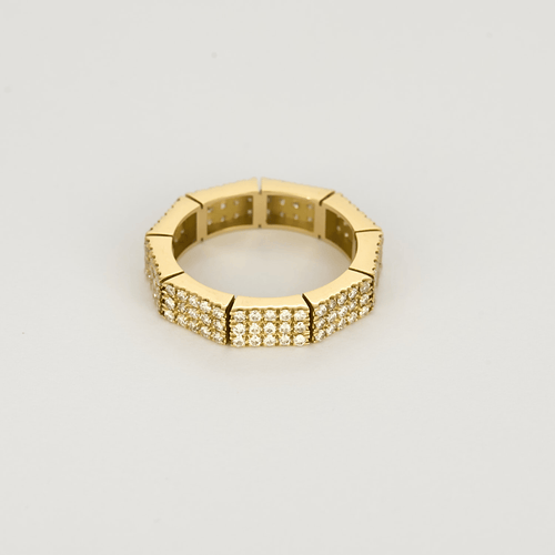 54 Mauboussin - Les jardins de Honfleur - Élégante bague jonc polygonale en or jaune et diamants 58 Facettes DV17242-5