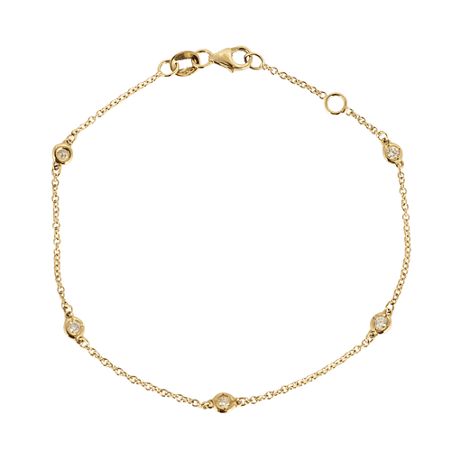 Bracelet chaîne en or jaune et diamants : 0,25 carat 58 Facettes DV31571-2