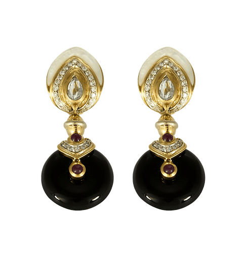Boucles d'oreilles Boucles d'oreilles en Or jaune 18k Rubis and Diamant 58 Facettes DV31937-2