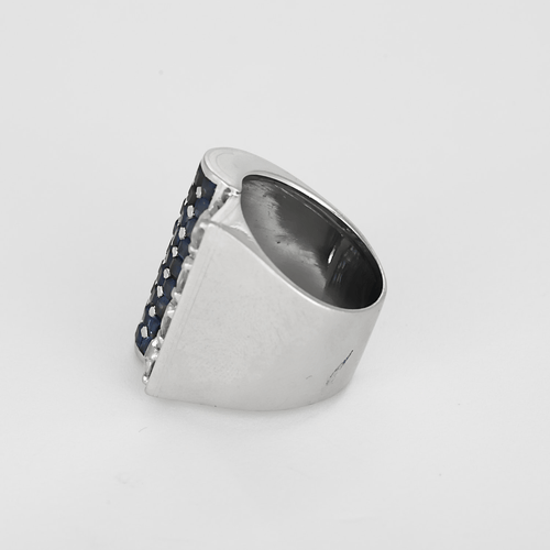 Bague 55 Sculpturale Bague Art Déco en platine, diamants 2 cts et saphirs. 58 Facettes DV31937-1