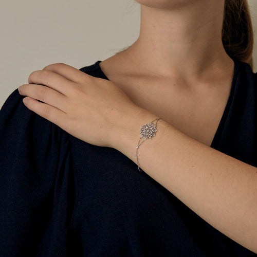 Bracelet Poiray - Rosace - Bracelet en or blanc et diamants 58 Facettes DV31817-2