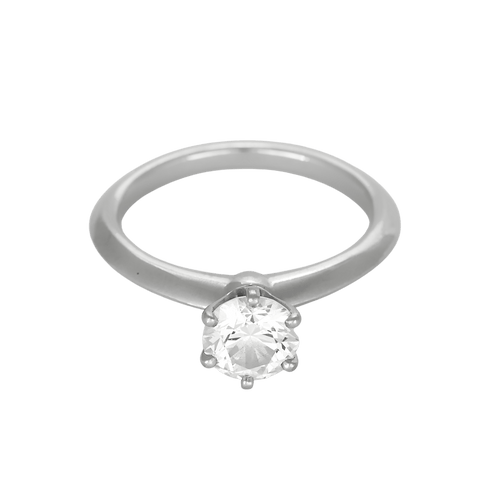 TIFFANY - Bague solitaire en platine et diamant 0.90 carat