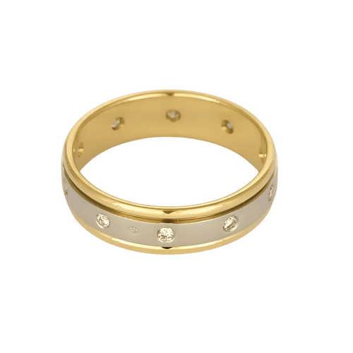Bague 61 Élégante bague jonc en or jaune et or blanc, diamants : 0,45 carat 58 Facettes DV32130-1