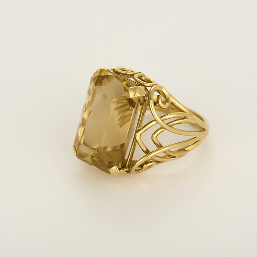Bague 57 Élégante bague cocktail en or jaune et citrine : 18 carats 58 Facettes DV31930-2