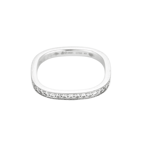 Bague 47 Dinh Van – Alliance carrée or gris et diamants 58 Facettes DV32235-2