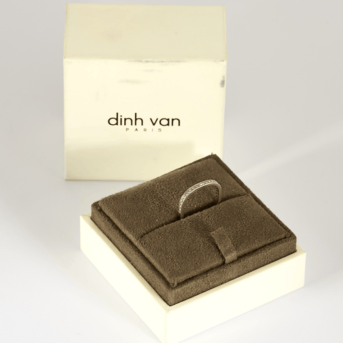 Bague 47 Dinh Van – Alliance carrée or gris et diamants 58 Facettes DV32235-2