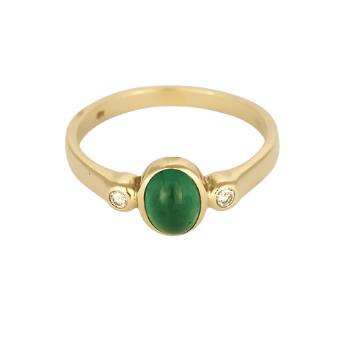 Bague 56 Élégante bague en or jaune, émeraude et diamants : 0,35 carat 58 Facettes DV1834-13