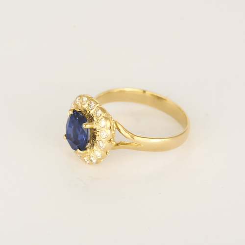 Bague en Or jaune 18k Saphir