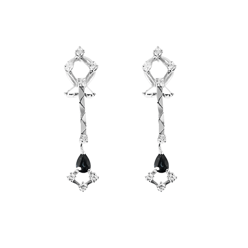 Boucles d'oreilles en Or blanc 18k Saphir and Diamant