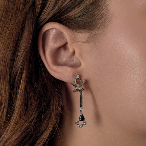 Boucles d'oreilles en Or blanc 18k Saphir and Diamant