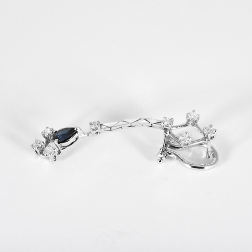 Boucles d'oreilles en Or blanc 18k Saphir and Diamant