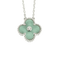 Van Cleef & Arpels - Holiday Pendant 2022 - Rare Collier Alhambra Vintage en or blanc, diamant, porcelaine de Sévres turquoise