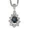 Collier en or blanc et pendentif en or blanc, diamants : 0,60 carat et saphir : 1 carat