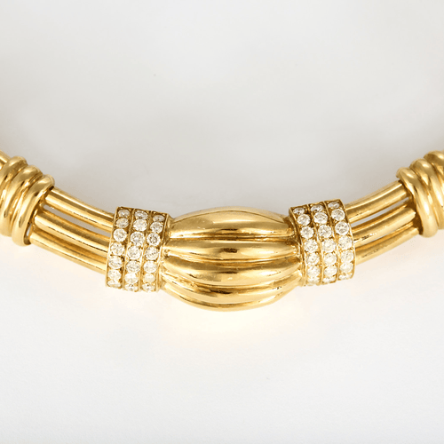 BOUCHERON - Rare collier en or jaune et diamants. Vintage. 1980.