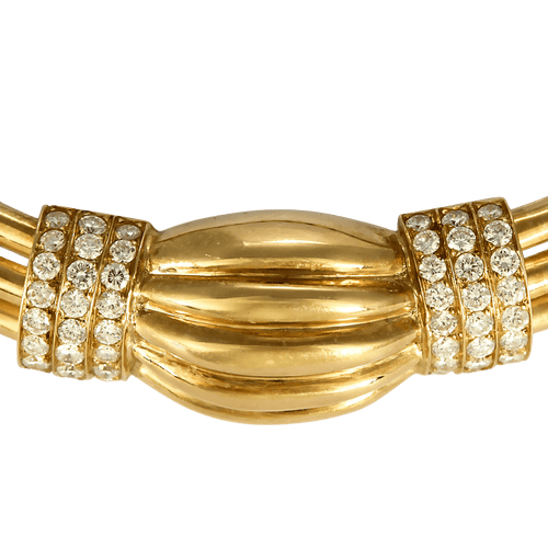 BOUCHERON - Rare collier en or jaune et diamants. Vintage. 1980.