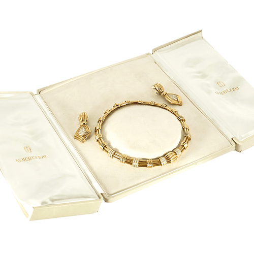 BOUCHERON - Rare collier en or jaune et diamants. Vintage. 1980.