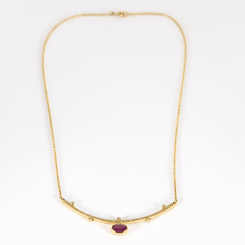Collier or jaune, rubis : 1 carat, diamants : 0,90 carat 58 Facettes DV0751-16