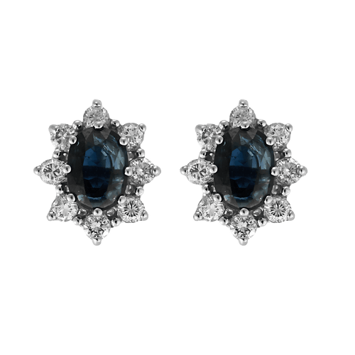 Boucles d'oreilles en Or blanc 18k Saphir and Diamant 58 Facettes DV32533-3