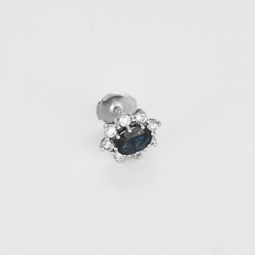 Boucles d'oreilles en Or blanc 18k Saphir and Diamant 58 Facettes DV32533-3