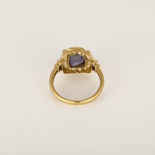 Bague 53 Bague en or jaune, saphir : 2 carats et perles blanches de semences 58 Facettes DV31672-4