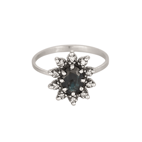 53 Bague marguerite en or blanc, saphir et diamants 58 Facettes DV32533-1