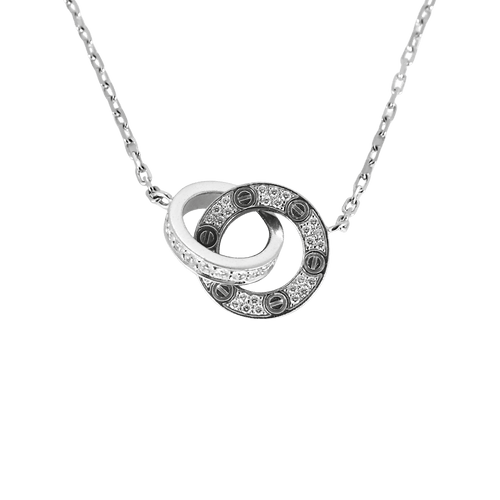 CARTIER – LOVE, PAVÉ – Élégant collier en or blanc et diamants 58 Facettes DV32231-2