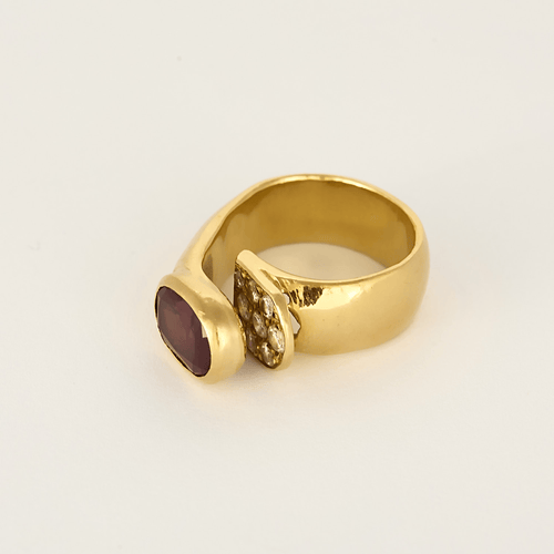 50.5 Jean Vendôme - Bague en Or jaune 18k Rubellite  and Diamant 58 Facettes DV32445-1