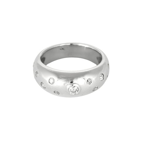 53 Bague jonc bombé en or blanc et diamants 58 Facettes DV0665-11