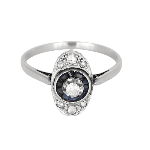 56 Bague en Or blanc 18k Diamant and Saphir 58 Facettes DV16236-12