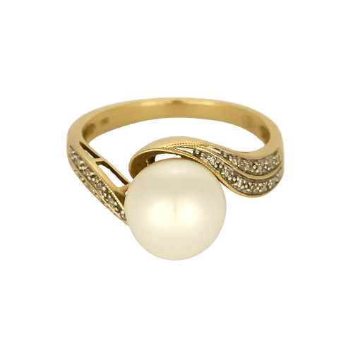 58 Bague en Or jaune 18k Perle de culture blanche 58 Facettes DV32806-6