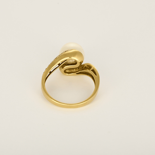 58 Bague en Or jaune 18k Perle de culture blanche 58 Facettes DV32806-6