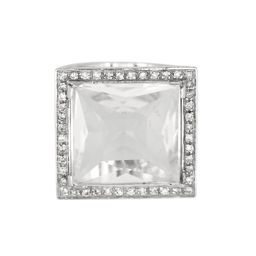 Bague 53 Bague cocktail en or blanc, aigue-marine : 10 carats et diamants : 0,20 carat 58 Facettes DV31450-45