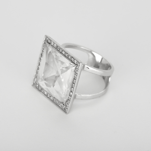 53 Bague cocktail en or blanc, aigue-marine : 10 carats et diamants : 0,20 carat 58 Facettes DV31450-45