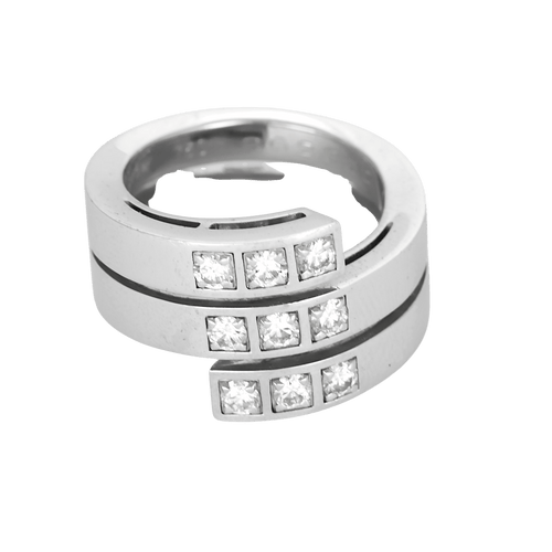 53 Cartier - Tectonique - Bague en or gris et diamants 58 Facettes DV32634-1