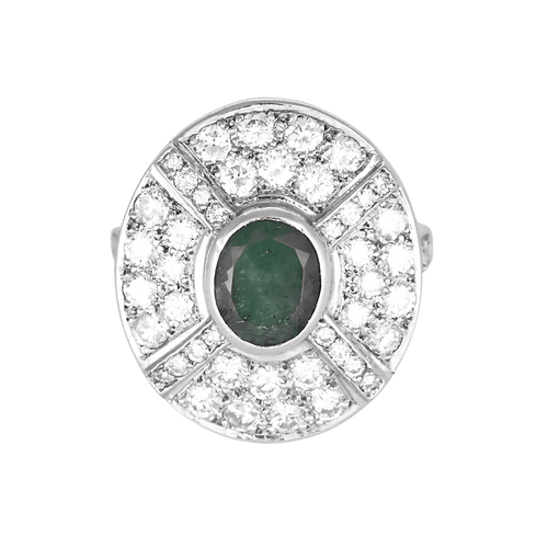 54 Bague en Or blanc 18k Emeraude and Diamant 58 Facettes DV26158-17
