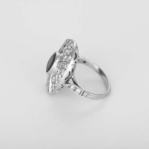 54 Bague en Or blanc 18k Emeraude and Diamant 58 Facettes DV26158-17