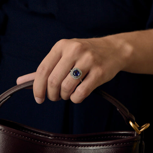 49 Tiffany - Soleste - Bague en platine, tanzanite et diamants 58 Facettes DV1927-5