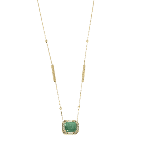 Élégant collier en or jaune, émeraude : 2,85 carats et diamants : 0,26 carat 58 Facettes DV31450-9
