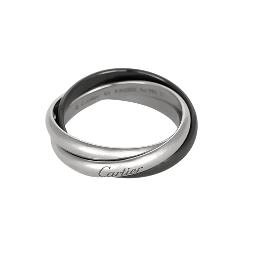 63 CARTIER - TRINITY - Bague en or blanc 18K céramique 58 Facettes DV32079-1