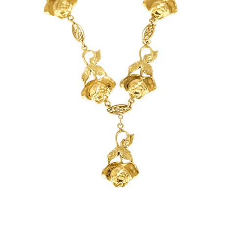 Collier en or jaune à motif de roses ciselées 58 Facettes DV29018-3