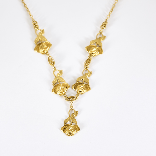 Collier en or jaune à motif de roses ciselées 58 Facettes DV29018-3