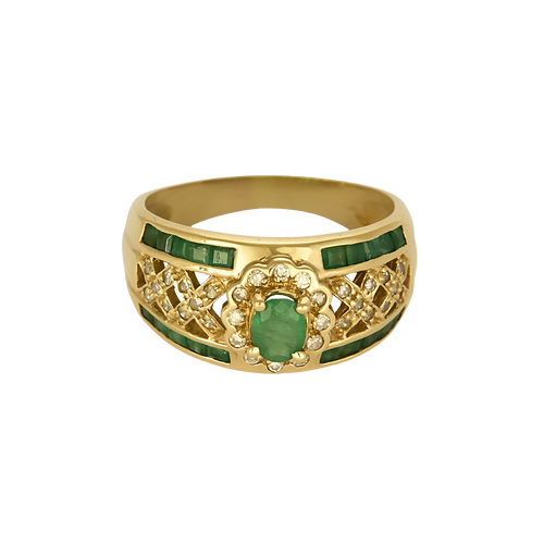 Bague en Or jaune 18k Emeraude