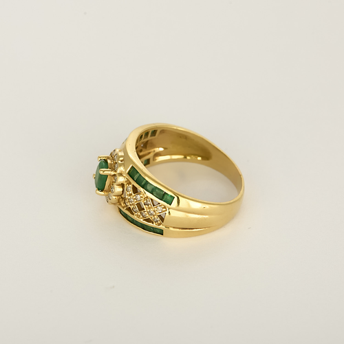 Bague en Or jaune 18k Emeraude